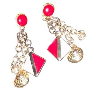 Earrings Red Gold Fashion Dangle Link Shell